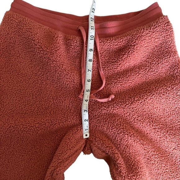 Disney Spirit Sweat Pants Women's M Rust Pink Gold Spell Out Sherpa Fleece - Picture 7 of 8
